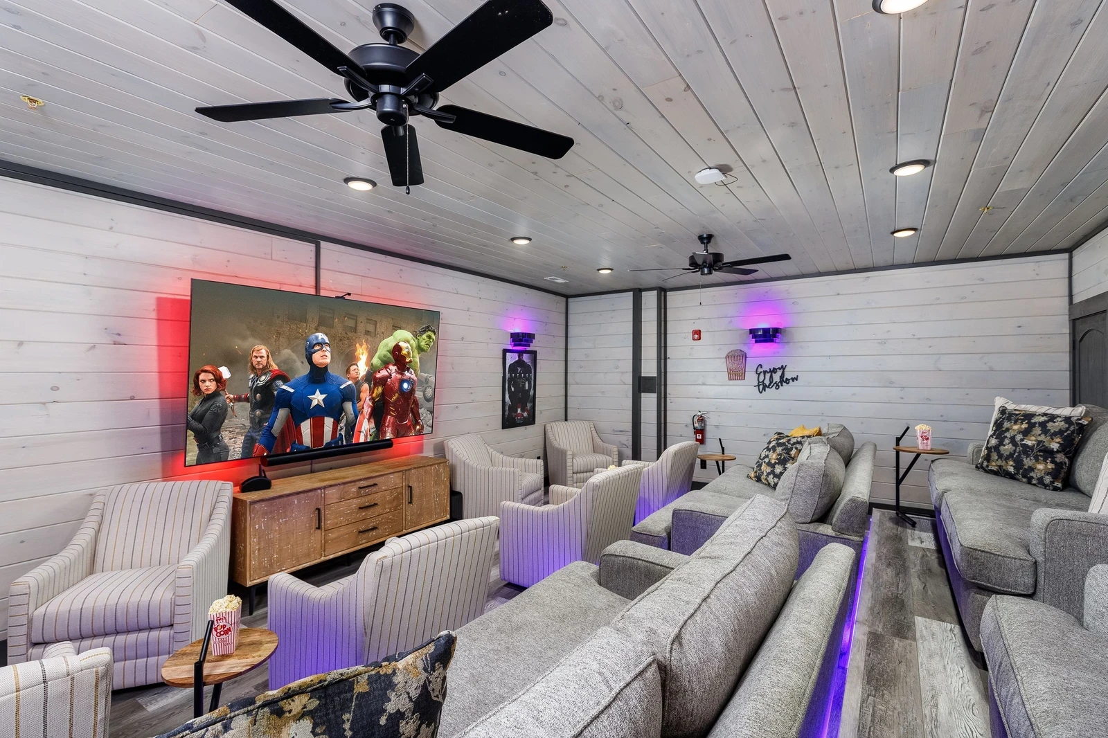 theater room inside Gatlinburg cabin